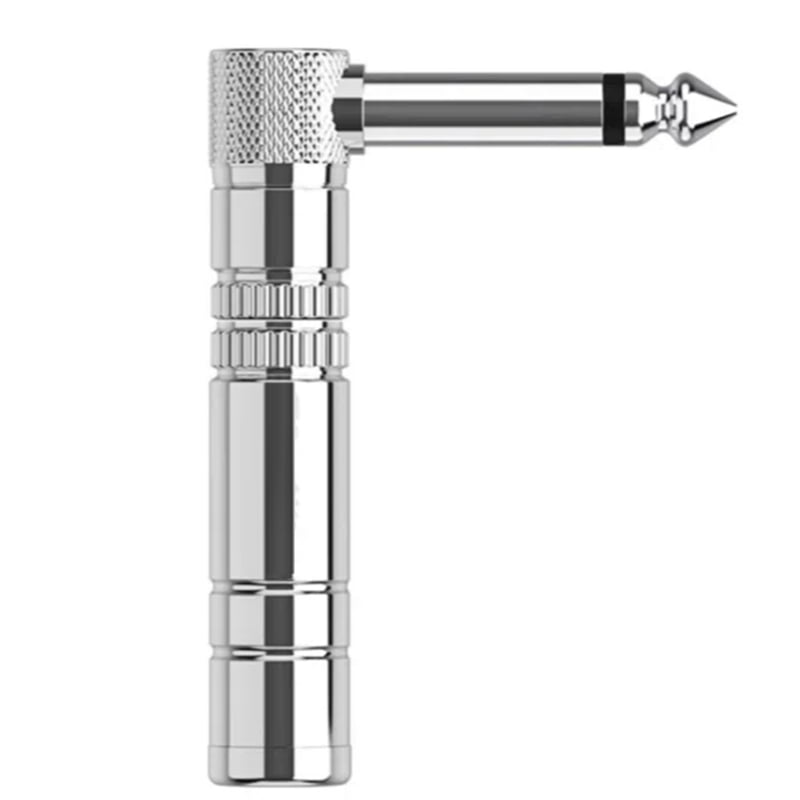 6.35mm 90°Mono Metal Bend Plug Electric Guitar Microphone Connection ...