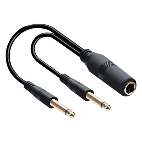 6.35mm Female To 2Mono Male Splitter Cable Flexible PVC Build For NoiseFree Signal Transfer Perfect For Recording Studio