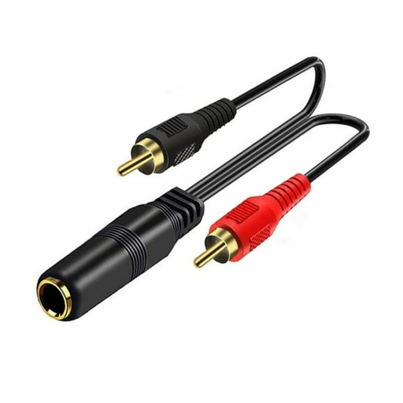 6.35mm Female to 2RCA Male Y Splitter Cable 1/4Inch TRS to 2RCA Cord for Stereo Audios Extension Gold Plate Connectors