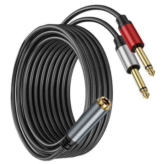 6.35mm Female to Double Mono Male Music Cable Splitter Cable for Amplifiers