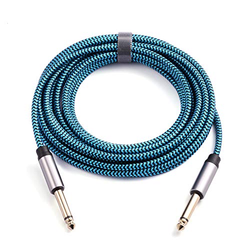 6.35mm Guitar Cable 15 ft 1/4 Inch Guitar Instrument Cable 6.35mm (1/4) TS to 6.35mm (1/4) TS Stereo Audio Cable Male to Male with Zinc Alloy Housing and Nylon Braid