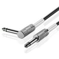 thumbnail image 1 of 6.35mm Guitar Cable (25FT) - 1/4 Inch TS to 1/4 Inch TS 6.35mm Phono Jack Straight to Right Angle Plug Instrument Wire Cord For Electric Bass Guitar, Amplifier, Musical Instrument Line-level, 1 of 4