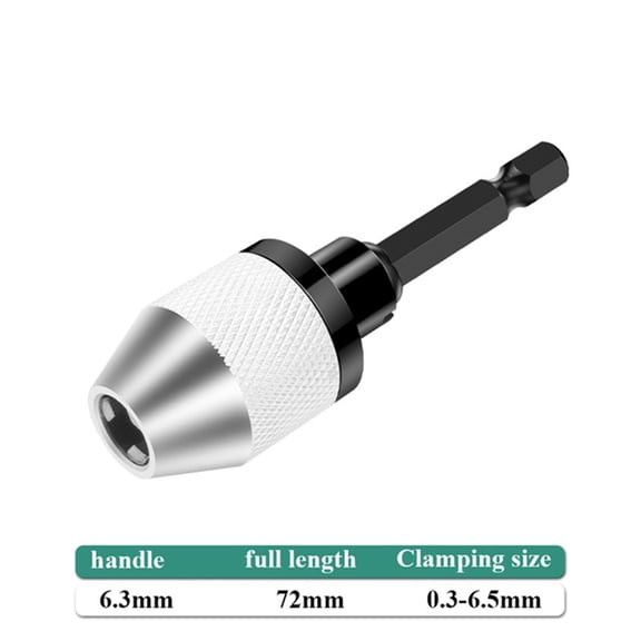 6.35mm Hex Shank Quick Change Keyless Drill Bit Chuck Adapter Converter Tool