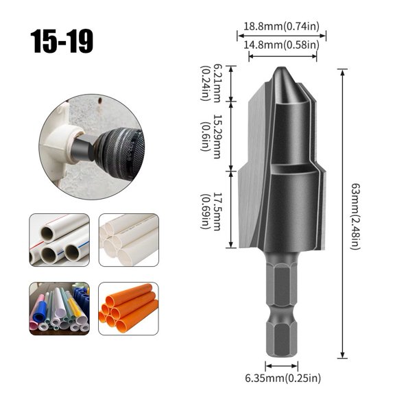 6.35mm Hexagonal Shank Alloy Drill Bit Water Pipe Expansion Drill Punch Plumber