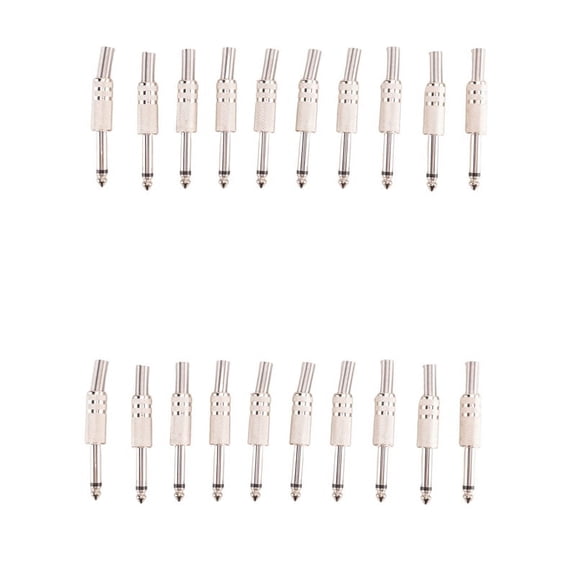 6.35mm Mono Amplifier Plug 1/4Inch Male Mono Monaural Jack Audio Cable Connector Plug Microphone 20Pcs