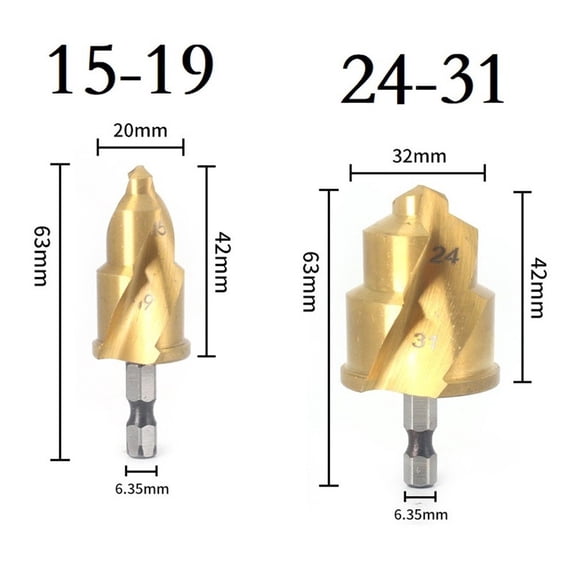 6.35mm PPR Lifti Drill Bit Step Socket For Water PVC Pipe Expander Connector Repair Plumb Fit Reamer Ream Hole Elbow Tee Plumber