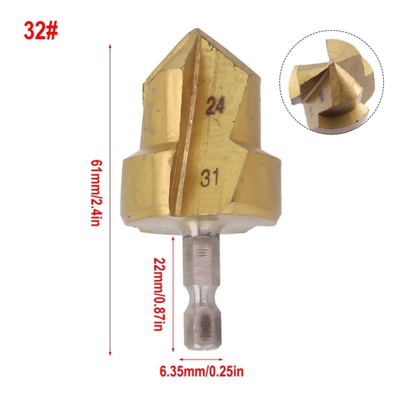6.35mm PPR Lifting Stepped Drill Bit Hex Shank Water Pipe Connection Tool Fitting Reamer Hole Opening Punching 20/25/32mm
