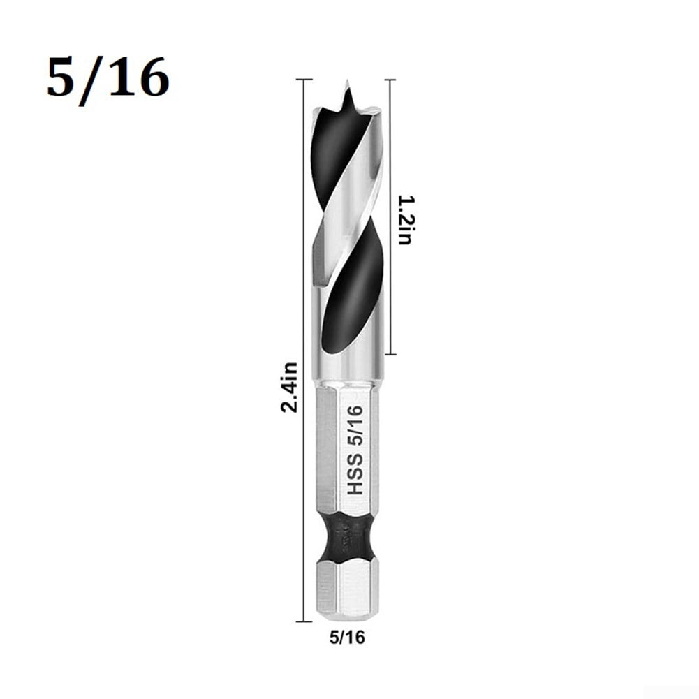 6.35mm Quick Change Hex Shank 3Point Stubby Drill Bit Set for