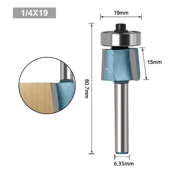 6.35mm Shank 8 Degree Bevel Edging Cutter Three Edge Bevel Edging Cutter