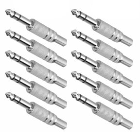 6.35mm TRS Audio Plugs Nickel Plating, Metal Construction, 10-Pack Set for Guitar and Speaker Connections
