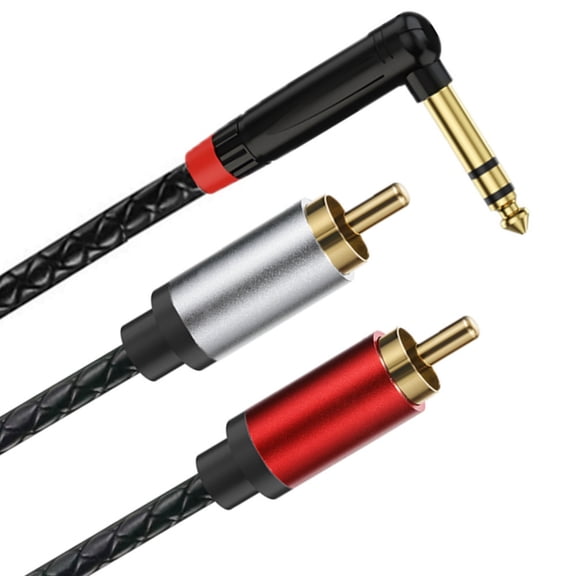 6.35mm TRSs to 2RCA Stereo Interconnects L-Shaped Gold Plated EMIs Shielding