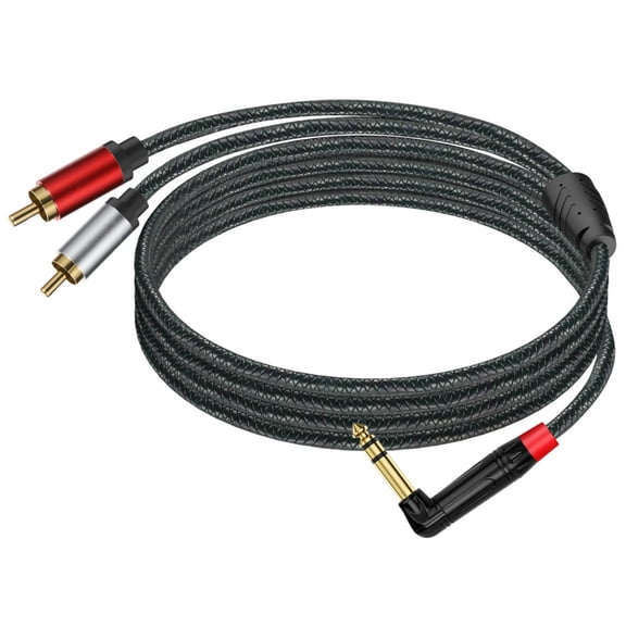 6.35mm TRSs to 2RCA Stereo Interconnects L-Shaped Gold Plated EMIs Shielding