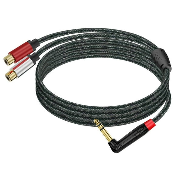 6.35mm TRSs to 2RCA Stereo Interconnects L-Shaped Gold Plated EMIs Shielding