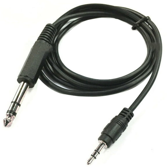 6.35mm to 3.5mm Audio Aux Conversion Cable Cord Male TRS Stereo Audio Aux Adapter Black 5Ft