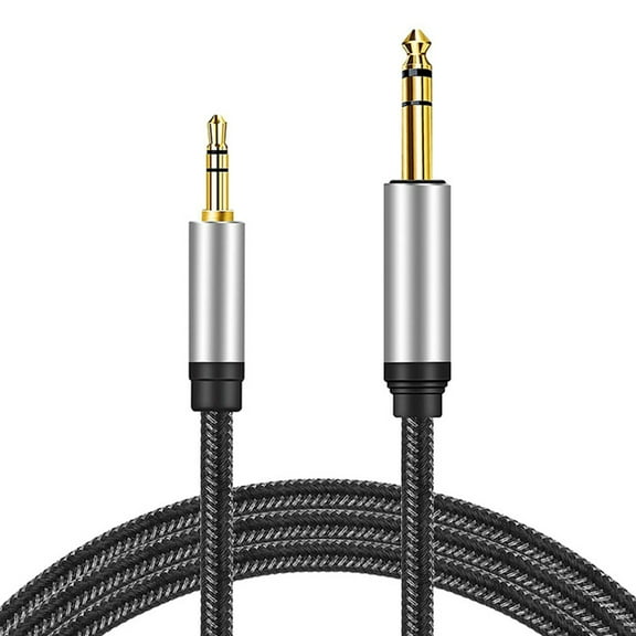 6.35mm to 3.5mm Stereos Music Cable, 6.35mm 1/4" Male to 3.5mm 1/8" Male TRS Nylon Braideds Cable for Guitar Laptop Theater