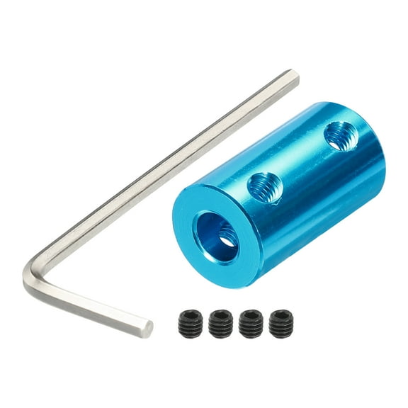 6.35mm to 6.35mm Shaft Coupler Connector L25mm x D14mm Aluminum Alloy for 3D Printers with 4 Screws & Spanner - 1 Pcs