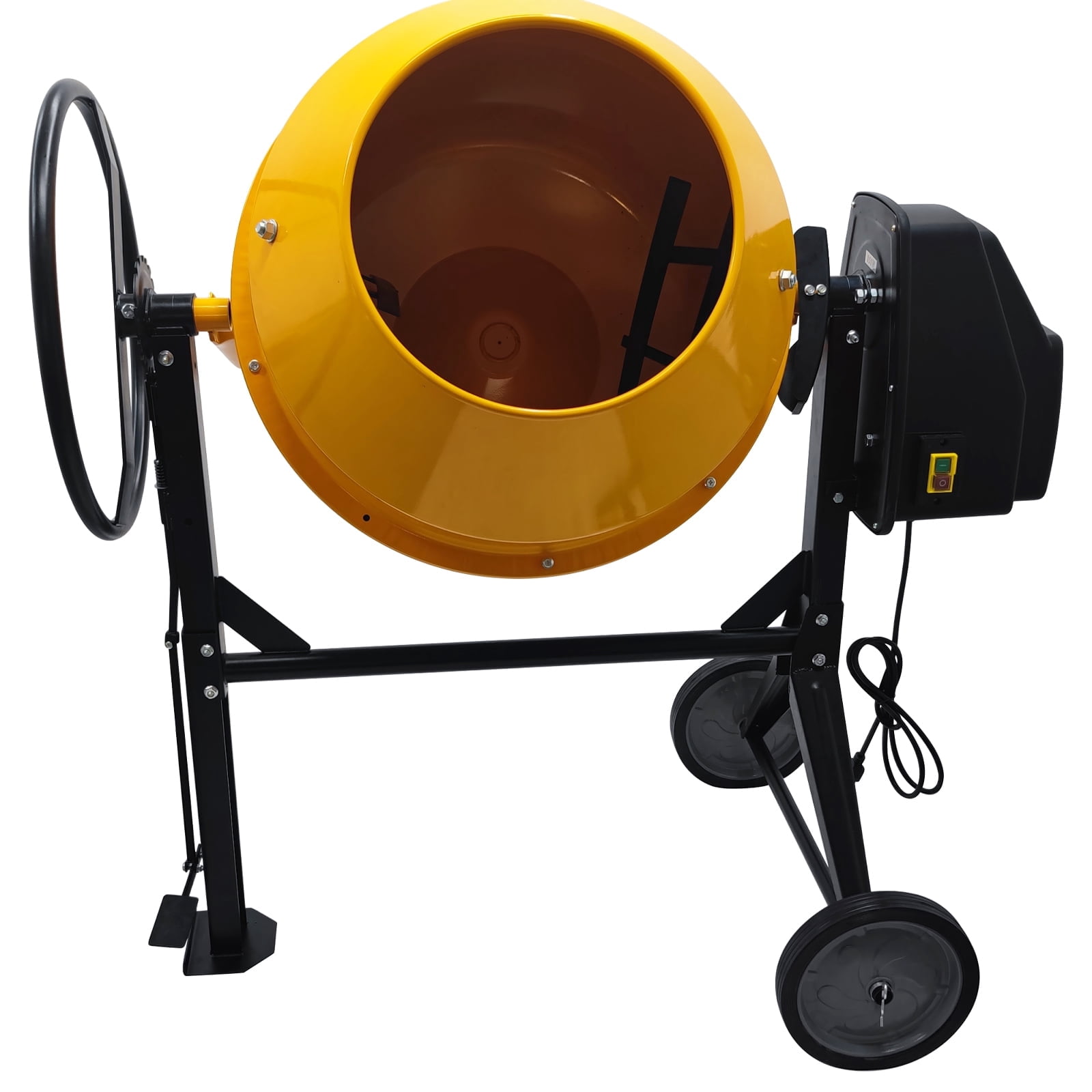 6.36 Cubic Ft Electric Cement Mixer Concrete Mortar Steel Drum for Mixing Stucco Cement Sand Rock