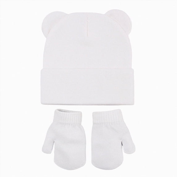 6-36 Months Kids Winter Knit Hat and Mitten Set, Cute Bear Ear Beanie for Boys Girls
