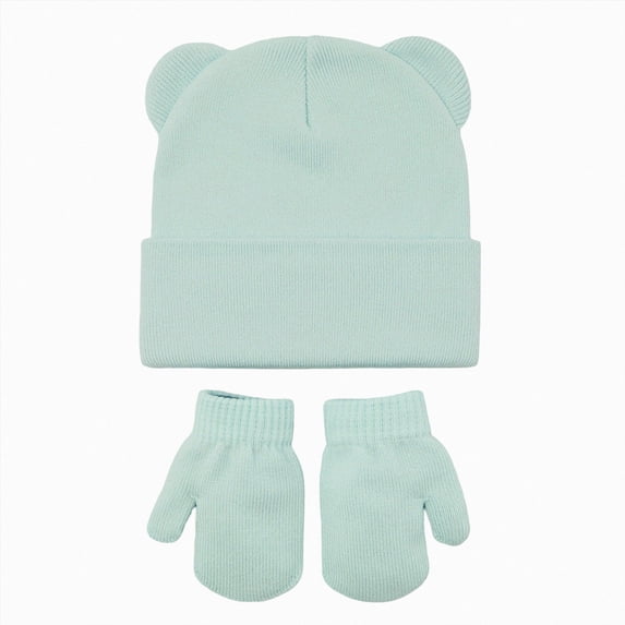 6-36 Months Kids Winter Knit Hat and Mitten Set, Cute Bear Ear Beanie for Boys Girls