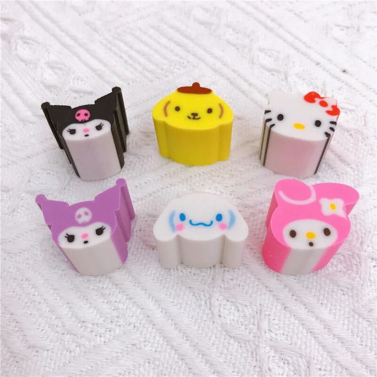 6/36Pcs Sanrio Eraser Hello Kitty Melody Kuromi Cinnamoroll Pompompurie
