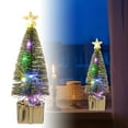 thumbnail image 1 of 6.37 Inch Pre-Lit Mini Christmas Tree with Multi-Color LED Lights, 1PCS Tabletop Artificial Pine Needle Tree with Silver Gift Box Base, Battery Powered Centerpiece for Holiday Home Decor, 1 of 6