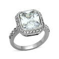 thumbnail image 1 of 6.38 Ct Halo Emerald Cut Zirconia Stainless Steel Engagement Ring Womens Size 9, 1 of 5