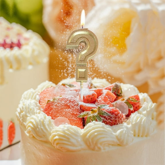6.38 Inch Gold Question Mark Birthday Candles Cake Toppers for Bday Party Wedding Anniversary Decorations (Gold，3Pcs)