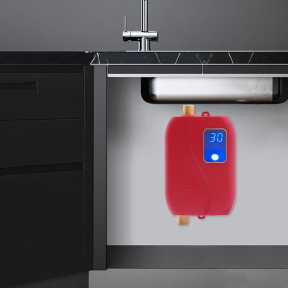 6.3In 3000W Mini Wall Mount Instant Hot Water Heater Stainless Steel Heating Core IPX4 Waterproof