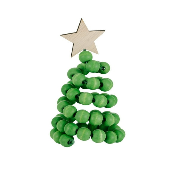 6.3Inch Nordic Wooden Christmas Tree Tabletop Ornament, Festive Holiday Decor with Hemp Rope or Wooden Beads, Modern Minimalist Design for Desk, Shelf, or Mantel Display in Living Room or Dining Area