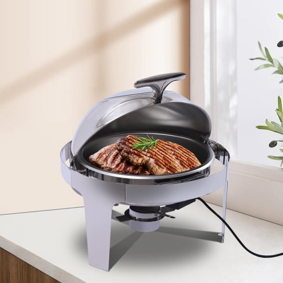 6.3QT Chafing Dish Buffet Warmer Set with Dual Heating Plate & Alcohol Fuel, Adjustable Temperature Control, Stainless Steel, Ideal for Home, Restaurant, Catering