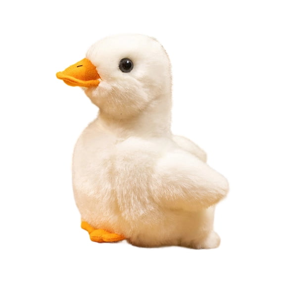 6.3in Soft Duck Plush Toy, Cute Stuffed Animal Figure for Home Decoration, Cuddly Yellow Duck Character, Small Plushie for Desktop, White