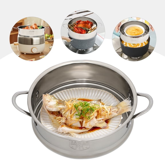 6.3in Stainless Steel Steamer Pot & Steamer Basket, Steaming Cookware with Handle Steamer Grid for Kitchen, Restaurant Cooking (16cm)