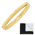 thumbnail image 1 of 6.3mm Gold Plated Cut Pattern Bangle Bracelet, Circumference: 9.25" (x-large), 1 of 6