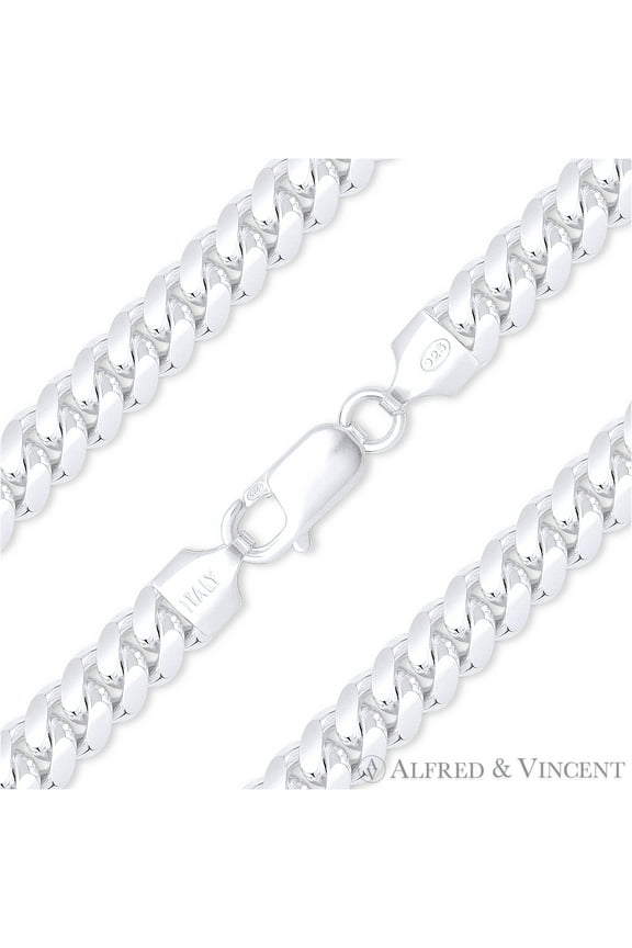 6.3mm Miami Cuban / Curb Link Italian Chain Necklace in Solid .925 Sterling Silver