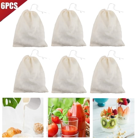 6/3pcs Nut Milk Bags for Straining, EEEkit Cheesecloth Bags, 8 x 10in Reusable Cold Brew Coffee Cheese Cloths Food Strainer, Nut Milk Tea Juice Bag, 100% Natural Cotton Fine Mesh Filter Bags