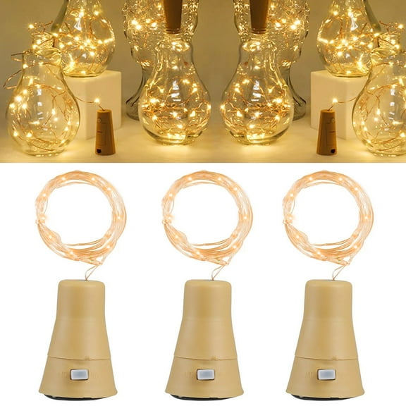 6/3pcs Wine Bottle Cork-Shaped Light, 6.6ft 20 LED Wine Bottles String Lights, Battery Operated String Lights, Mini Copper Wire Lights for DIY Wedding Party Decoration, Mood Night Lights