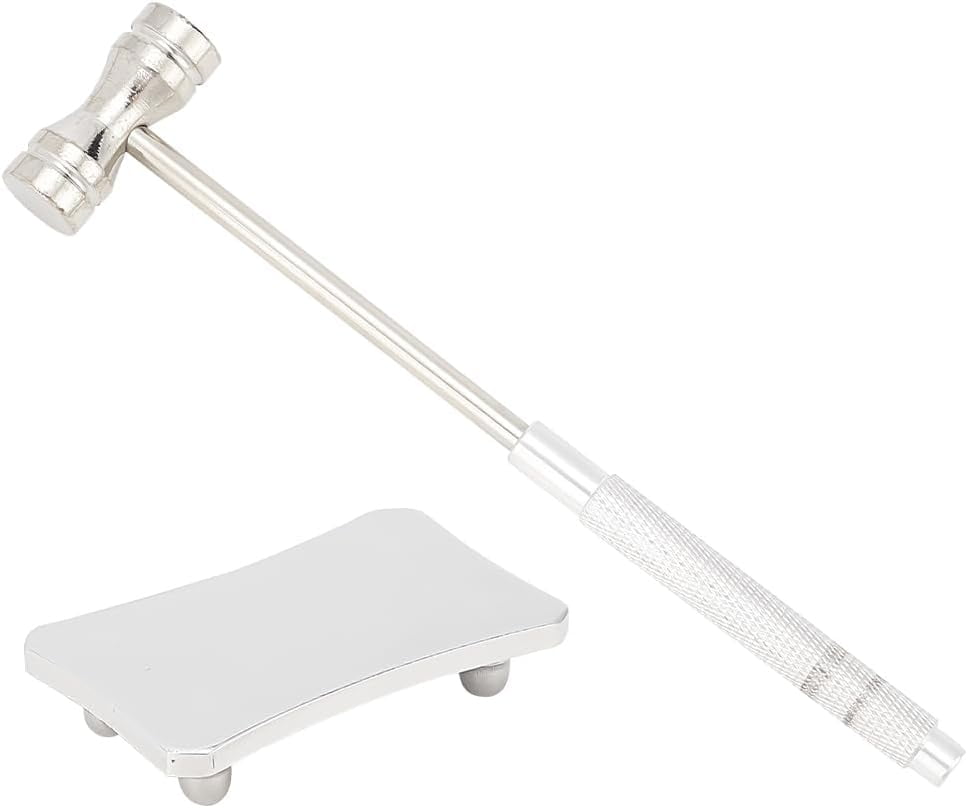 6.3x1.3 Inch Mini Steel Hammer Jewelry Hammer Dual Head Hammer with 1.6x2.4 Inch Steel Plate Jewelry Mallet Hammers for Jewelry Metal Stamping Watch Link Remover Tool