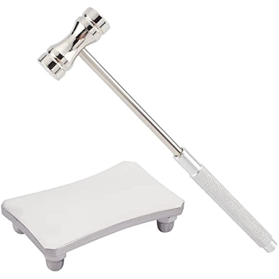 6.3x1.3x0.6 Inch Mini Steel Hammer Jewelry Hammer Dual Head Hammer with 1.6x2.4x0.5 Inch Steel Plate