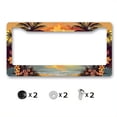 thumbnail image 1 of 6.3x12.2inch(16x31cm) Metal Sunset License Plate Frame Cover with Palm Trees - Water Resistant, Easy to Clean, Rust Resistant, 1 of 6