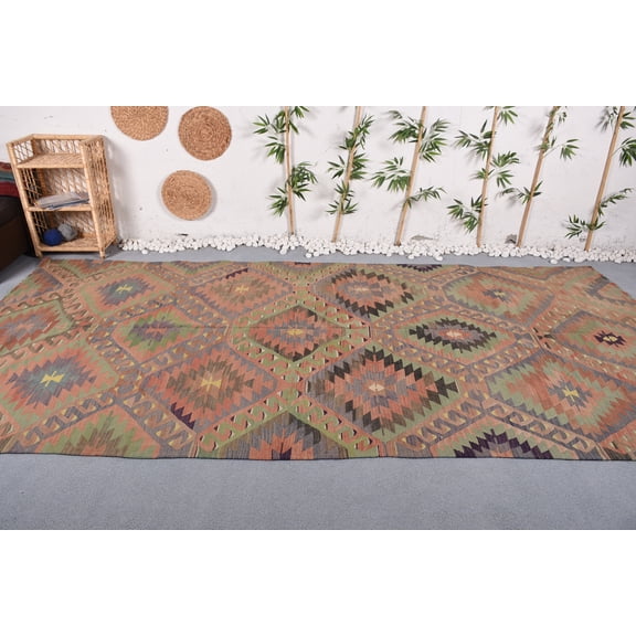 6.3x12.8 ft Oversize Rug, Vintage Rug, Moroccan Rugs, Colorful Rug, Kilim