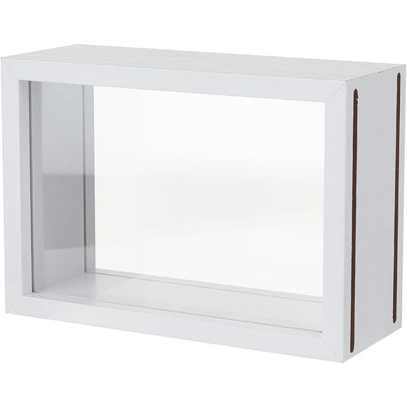 6.3x2.4x4.3 Inch Rectangle Shadow Box White Shadow Box Frame Wood Shadow Box Display Case with Double Sided Clear Acrylic Window for Dried Flowers Leaves Specimen
