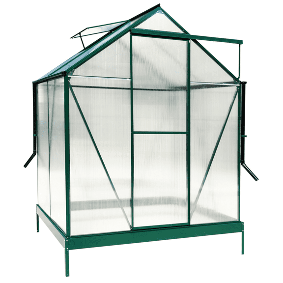 6.3x4.2ft Heavy Duty Polycarbonate Greenhouse Kit with Rain Gutter & Vent