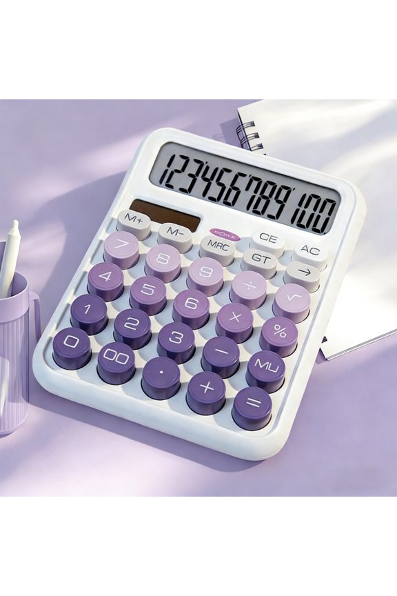 6.3x4.7x1.2in Dual Power Solar and Battery Desktop Calculator, 12 Digit Large LCD Display, Standard Function Device with Sensitive Buttons, for Office Home Business Daily Calculation