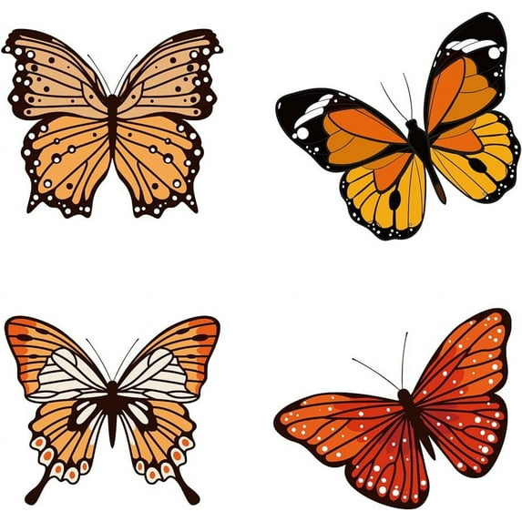 6.3x6.3 4 Styles Spring Butterfly Vinyl Window Clings Non Adhesive Reusable Window Decals Stairway Sliding Glass Door Stickers Film to Prevent Bird Strikes for Office Bathroom