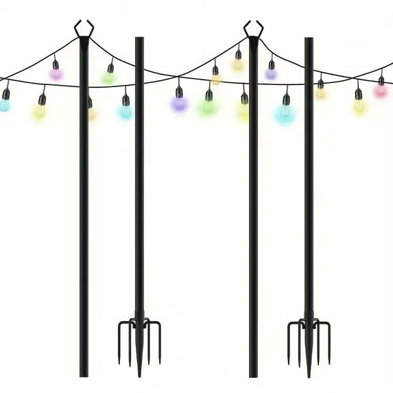 6/4/2 Pack 10FT Heavy Duty Metal String Light Pole - Adjustable, Rust ...