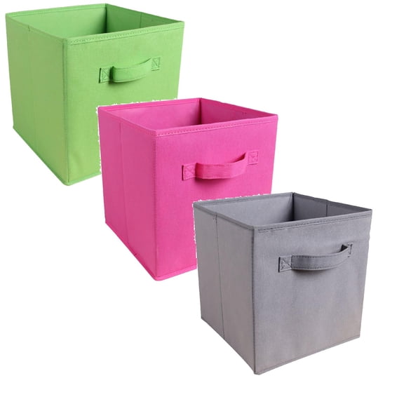 6/4/3/2/1pcs Collapsible Storage Cubes 11 Inch Heavy Duty Fabric Storage Bins With Handles Multi-Color Cube Organizers For Shelves Closet Tility Room, Storage Room Organizing Baskets