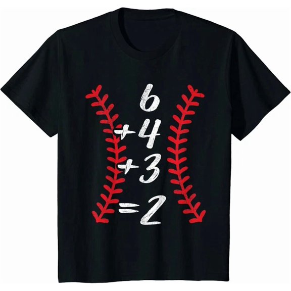 6+4+3 2 Baseball Laces Double Play Math Turn Two Cute Unisex S-5Xl T-Shirt