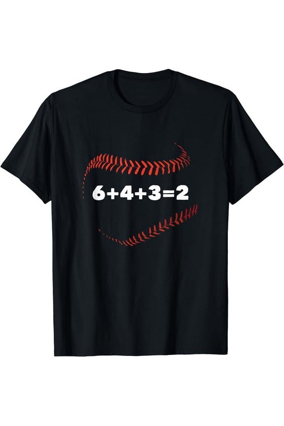 6+4+3=2 Double Play Baseball Player Gift Baseball Saying T-Shirt Black Small