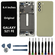 6.4" AMOLED Original for Samsung Galaxy S21 FE Display Touch Screen Digitizer Assembly S21 fe 5G G990U G990U1 G990W G990B G990B/DS LCD Screen Replacement with Green Frame+Back Cover+Tools
