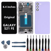 6.4" AMOLED Original for Samsung Galaxy S21 FE Display Touch Screen Digitizer Assembly S21 fe 5G G990U G990U1 G990W G990B G990B/DS LCD Screen Replacement with Lavender Frame+Back Cover+Tools